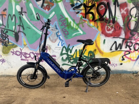 Rower elektryczny składany Flip niebieski graffiti